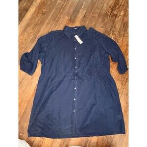J Crew Shirt Dress Womens Med Blue Cinched Waist Cotton Voile Breezy NWT